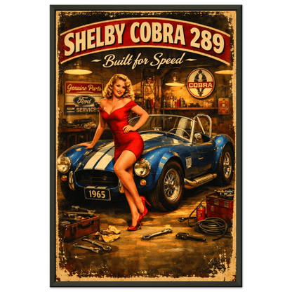 🏎️🏁Affiche Automobile Art' Pin-Up Encadrée - Aura Studio Déco
