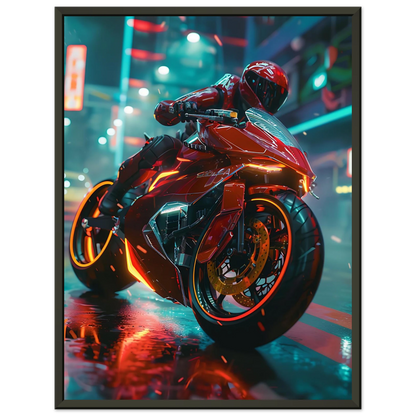 🏍️🏁🔧 Moto Cyberpunk Série futuriste #️⃣7  - (Affiche encadrée métal) - Aura Studio Déco