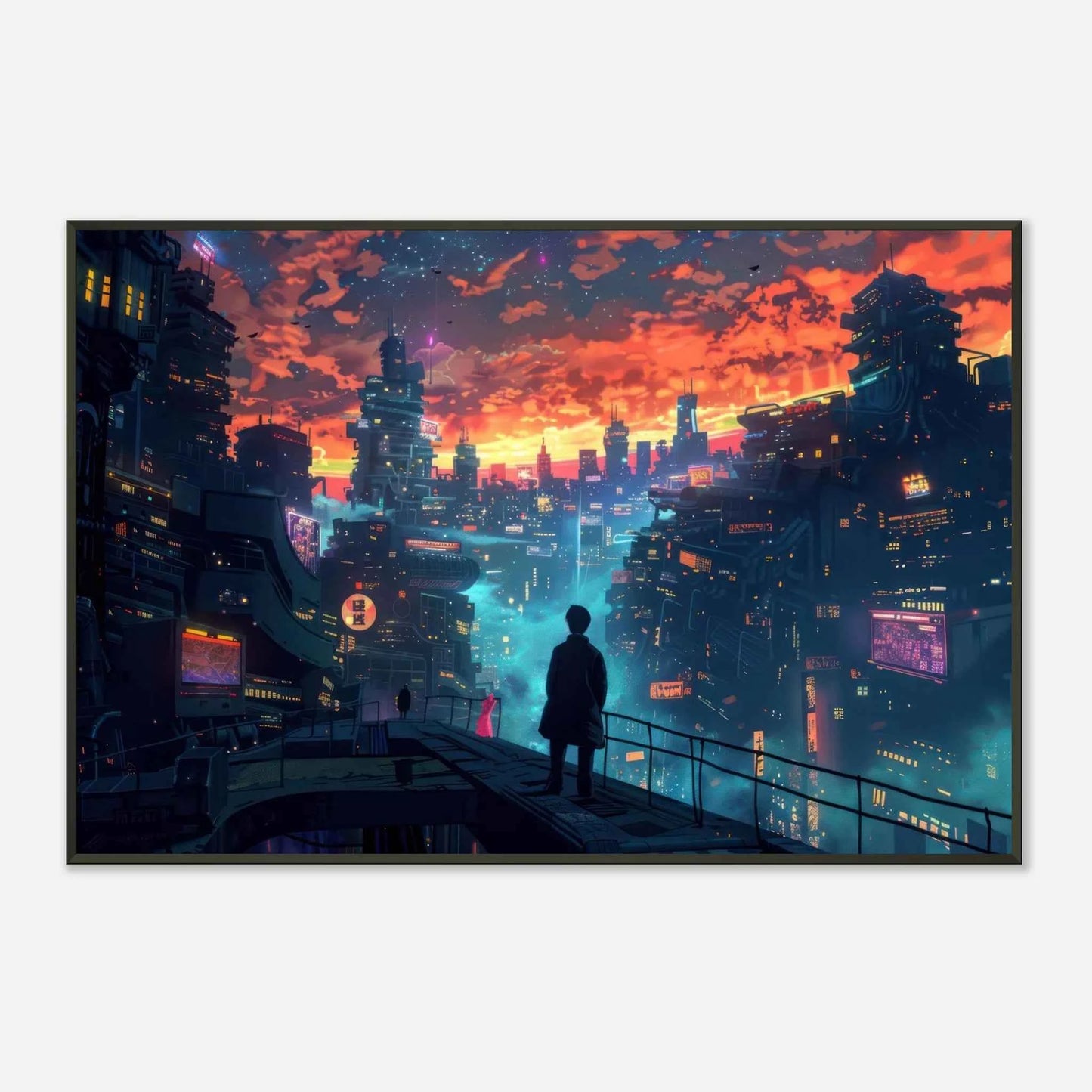 🐉🇯🇵✨ Affiche encadrée métal CLI-FI Anime Concept – Future City - Aura Studio Déco