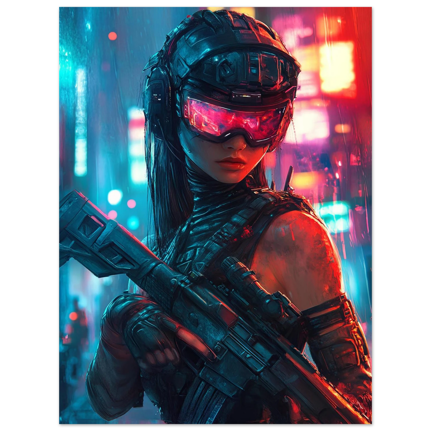 🌐🧬Affiche Murale CYBERPUNK WAR GIRL ULTIMATE SERIE  3☢️ - Aura Studio Déco