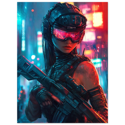 🌐🧬Affiche Murale CYBERPUNK WAR GIRL ULTIMATE SERIE  3☢️ - Aura Studio Déco