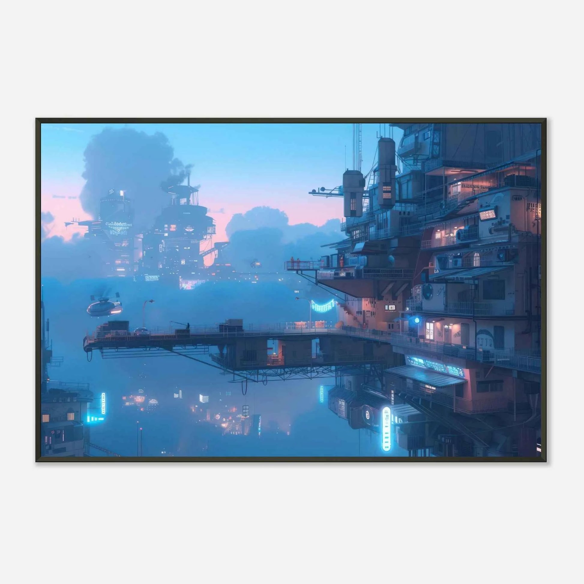 🐉🇯🇵✨ Affiche encadrée métal CLI-FI Anime Concept – Urban World - Aura Studio Déco
