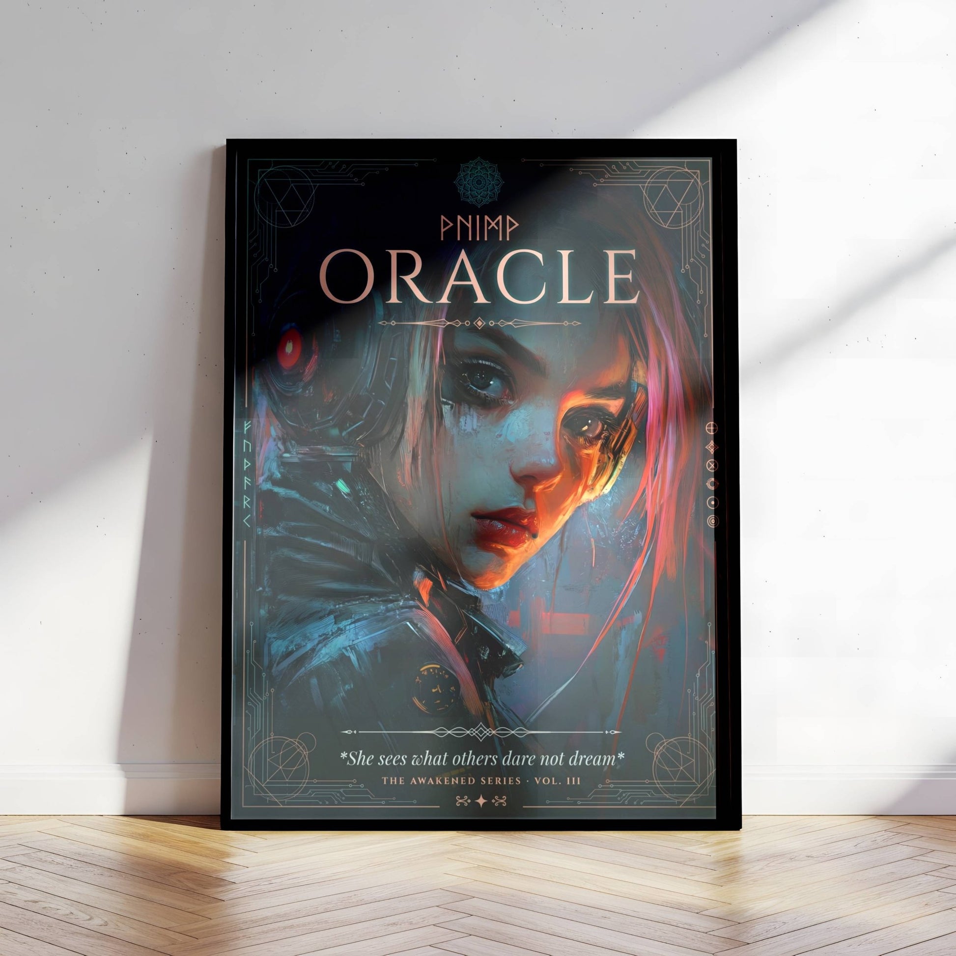 ☣️🧬 Série limitée Art Cyberpunk - Poster Cybergirl Oracle - Aura Studio Déco