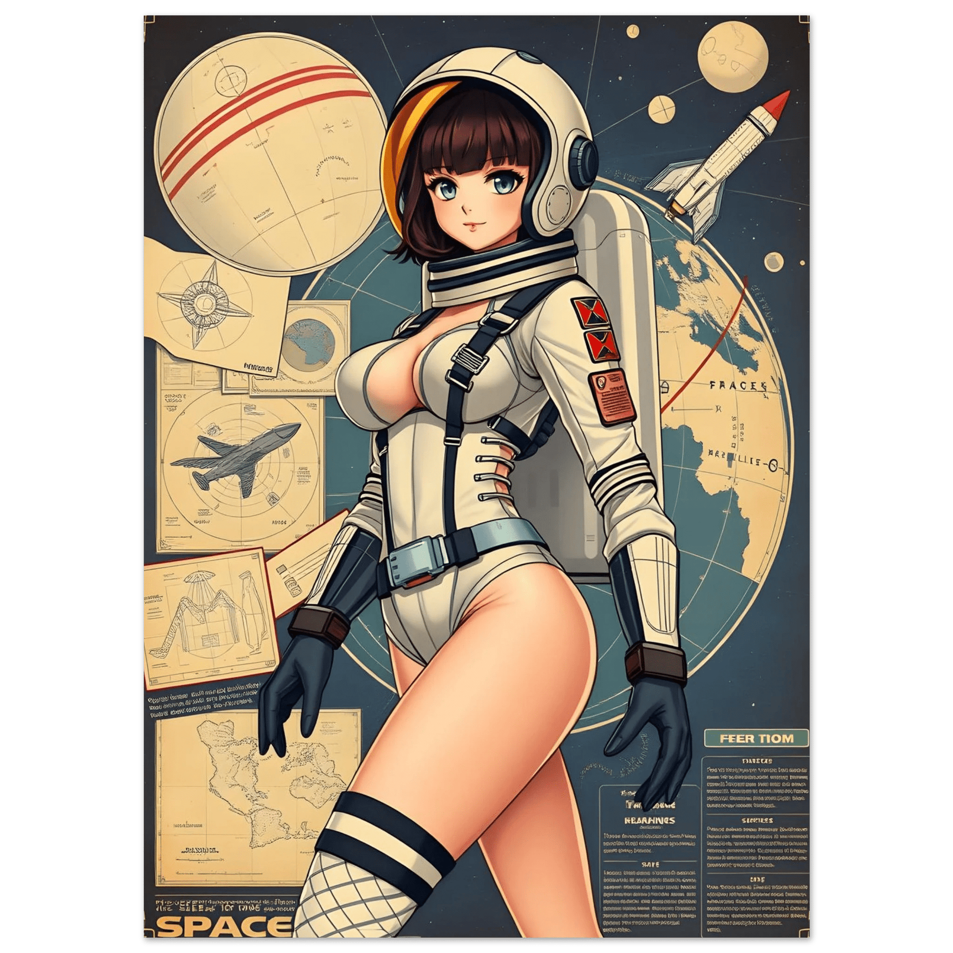 🌸🪐🎀👽Création Anime Rétro Sci-Fi ☄️49 affiche murale - Aura Studio Déco