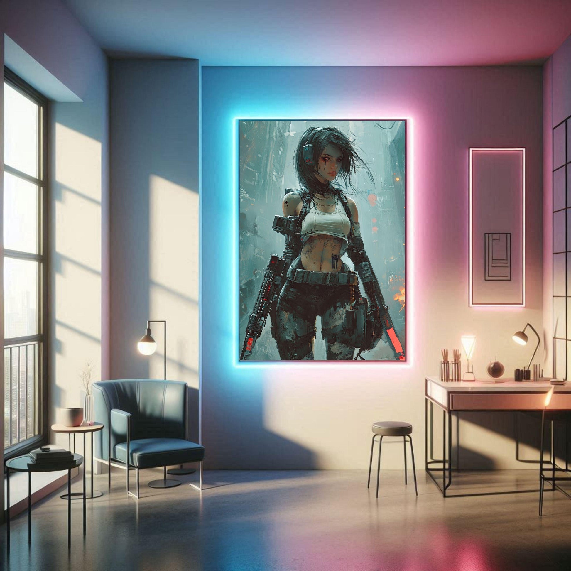 🌃Affiche Murale CYBERPUNK WAR GIRL ULTIMATE 6☢️ - Aura Studio Déco