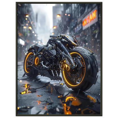 🏍️🏁🔧 Moto Cyberpunk Série futuriste #️⃣8  - (Affiche encadrée métal) - Aura Studio Déco