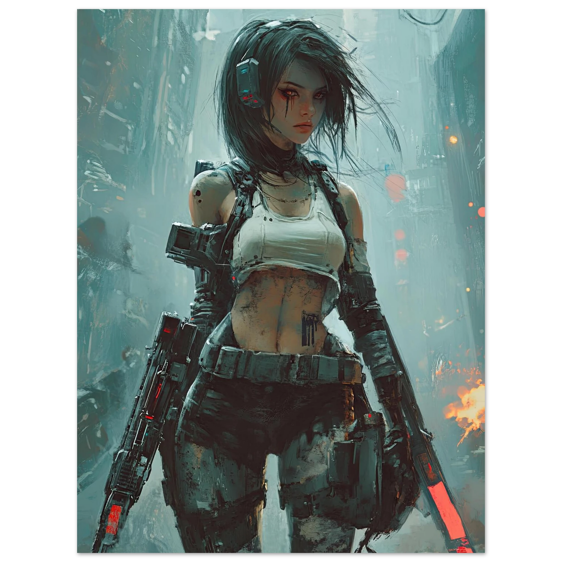 🌃Affiche Murale CYBERPUNK WAR GIRL ULTIMATE 6☢️ - Aura Studio Déco