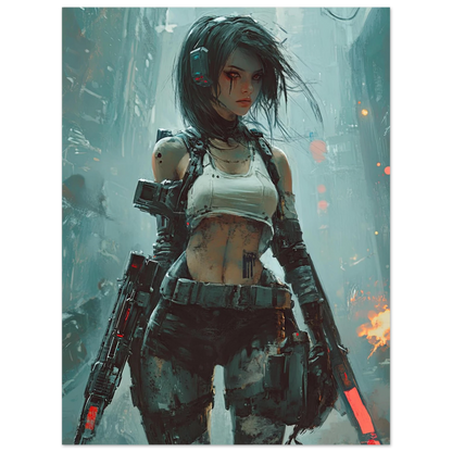 🌃Affiche Murale CYBERPUNK WAR GIRL ULTIMATE 6☢️ - Aura Studio Déco