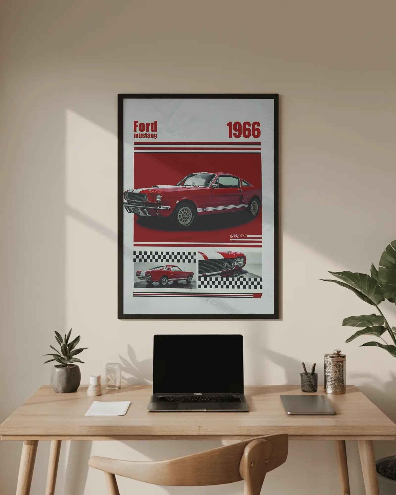 🏆🀣📺 Affiche Automobile Vintage Legend 1966 Red - Aura Studio Déco
