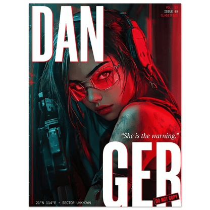 ☣️🧬 Série limitée Art Cyberpunk - Poster Cybergirl Danger - Aura Studio Déco