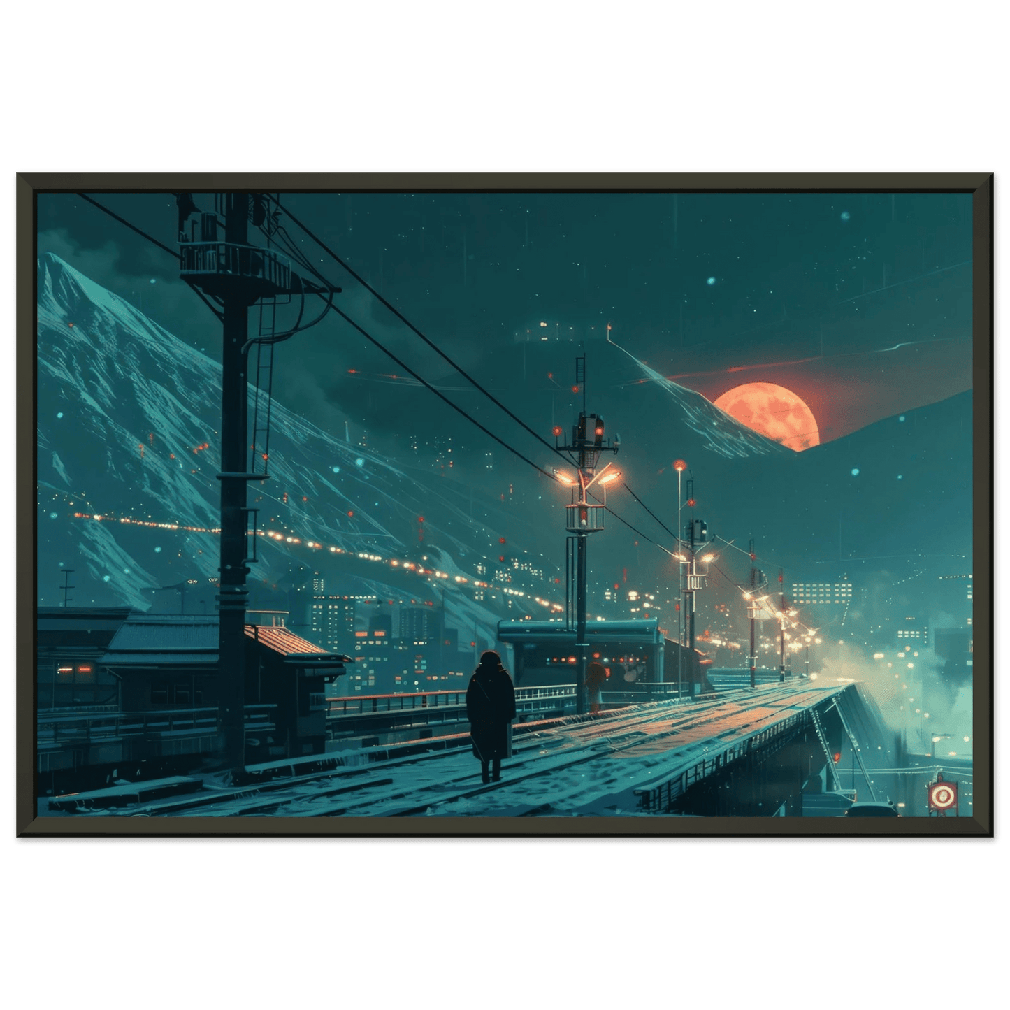 🐉🇯🇵✨ Affiche encadrée métal CLI-FI Anime Concept – Neon Samurai - Aura Studio Déco