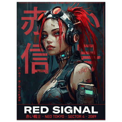 ☣️ Série limitée Art Cyberpunk - Poster Cybergirl Red Signal - Aura Studio Déco