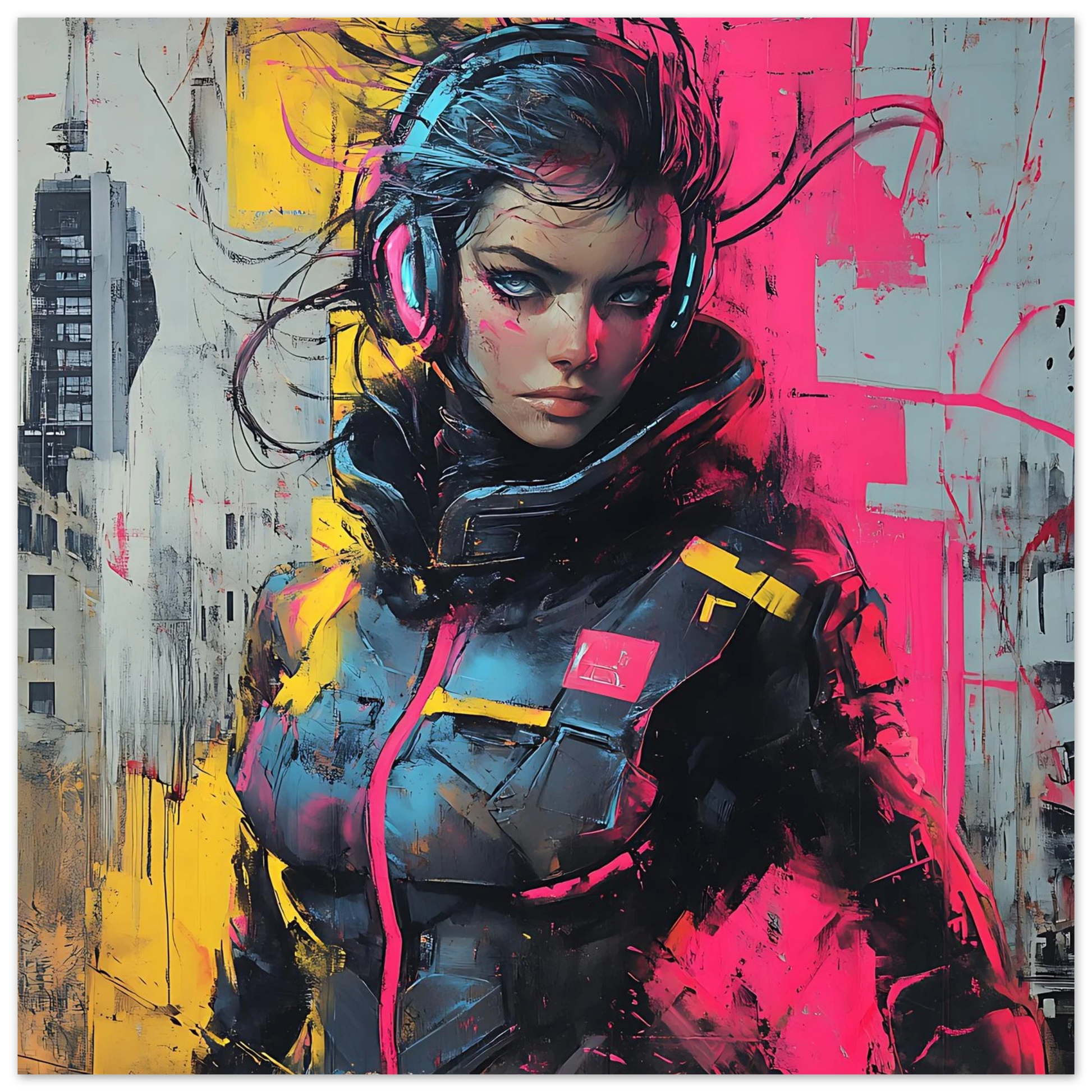 ☢️🧬Affiche Murale Survival Neon Fury Girls #7 - Aura Studio Déco