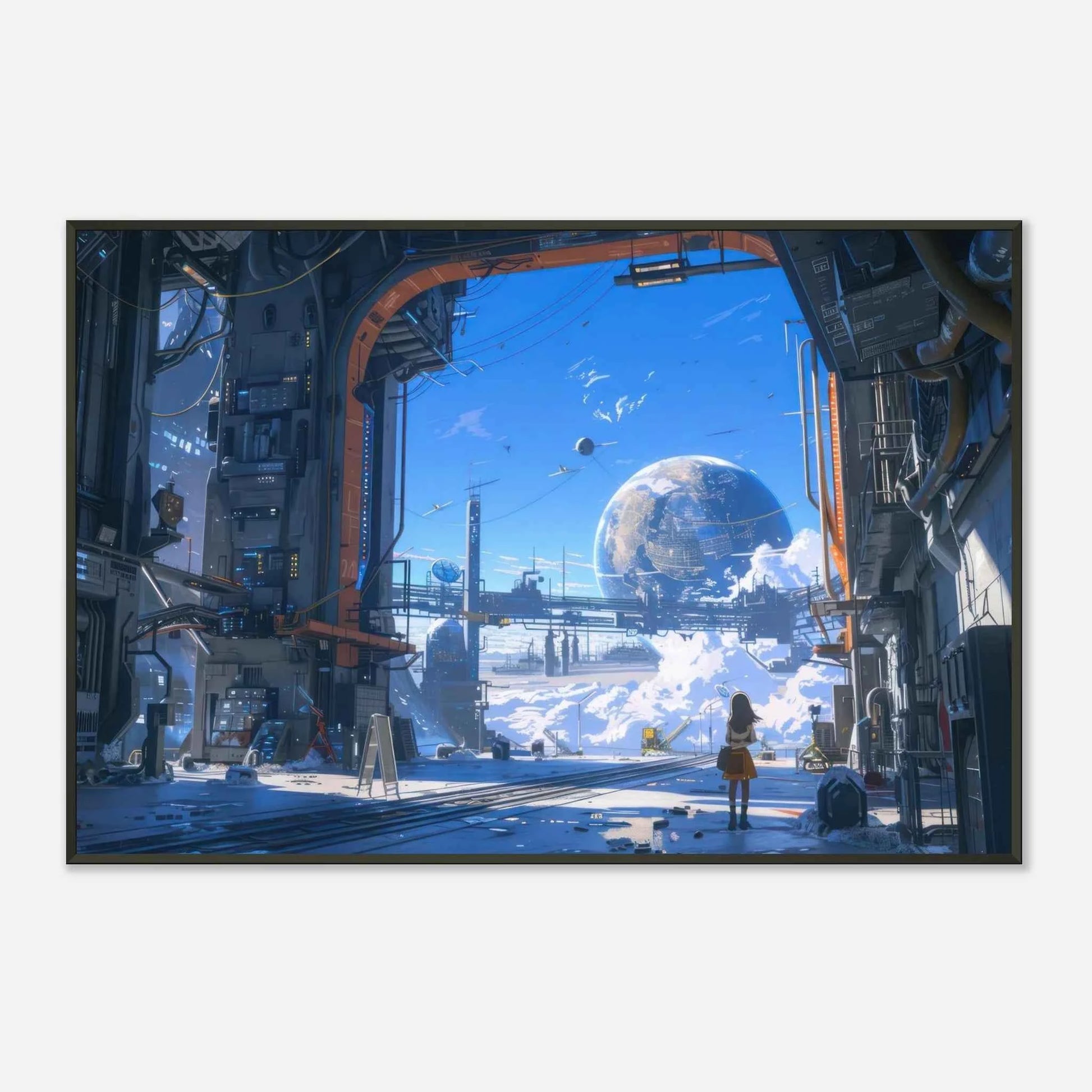 🐉🇯🇵✨ Affiche encadrée métal CLI-FI Anime Concept – Urban Galaxy - Aura Studio Déco