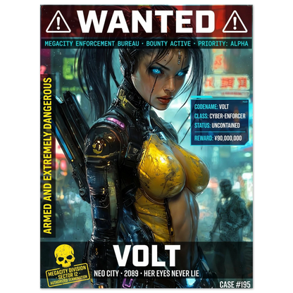 ☣️🧬 Série limitée Art Cyberpunk - Poster Cybergirl Volt - Aura Studio Déco