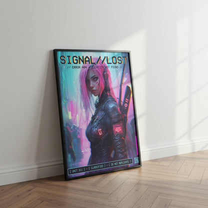 ☣️🧬 Série limitée Art Cyberpunk - Poster Cybergirl Lost Signal - Aura Studio Déco