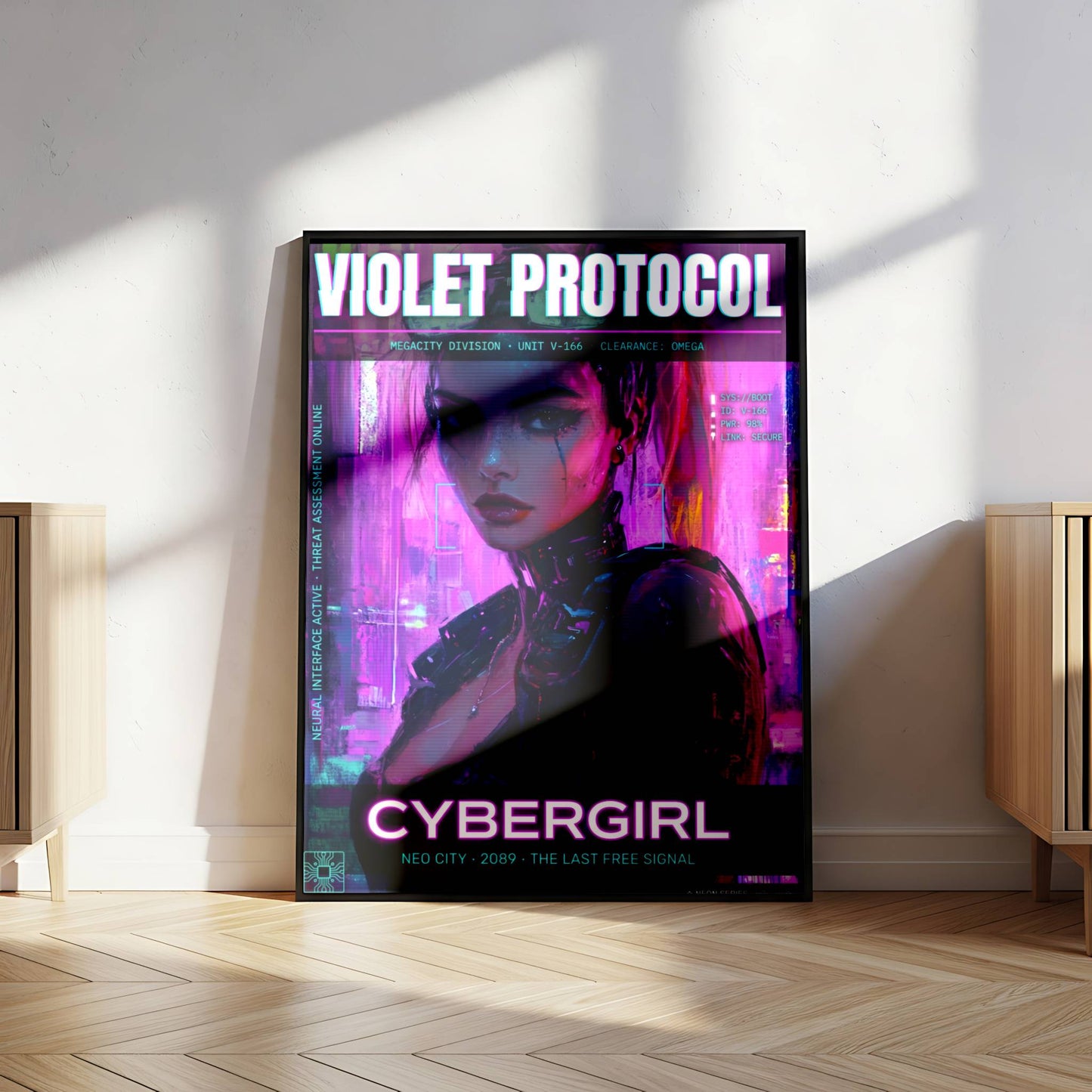 ☣️🧬 Série limitée Art Cyberpunk - Poster Cybergirl v-166 - Aura Studio Déco