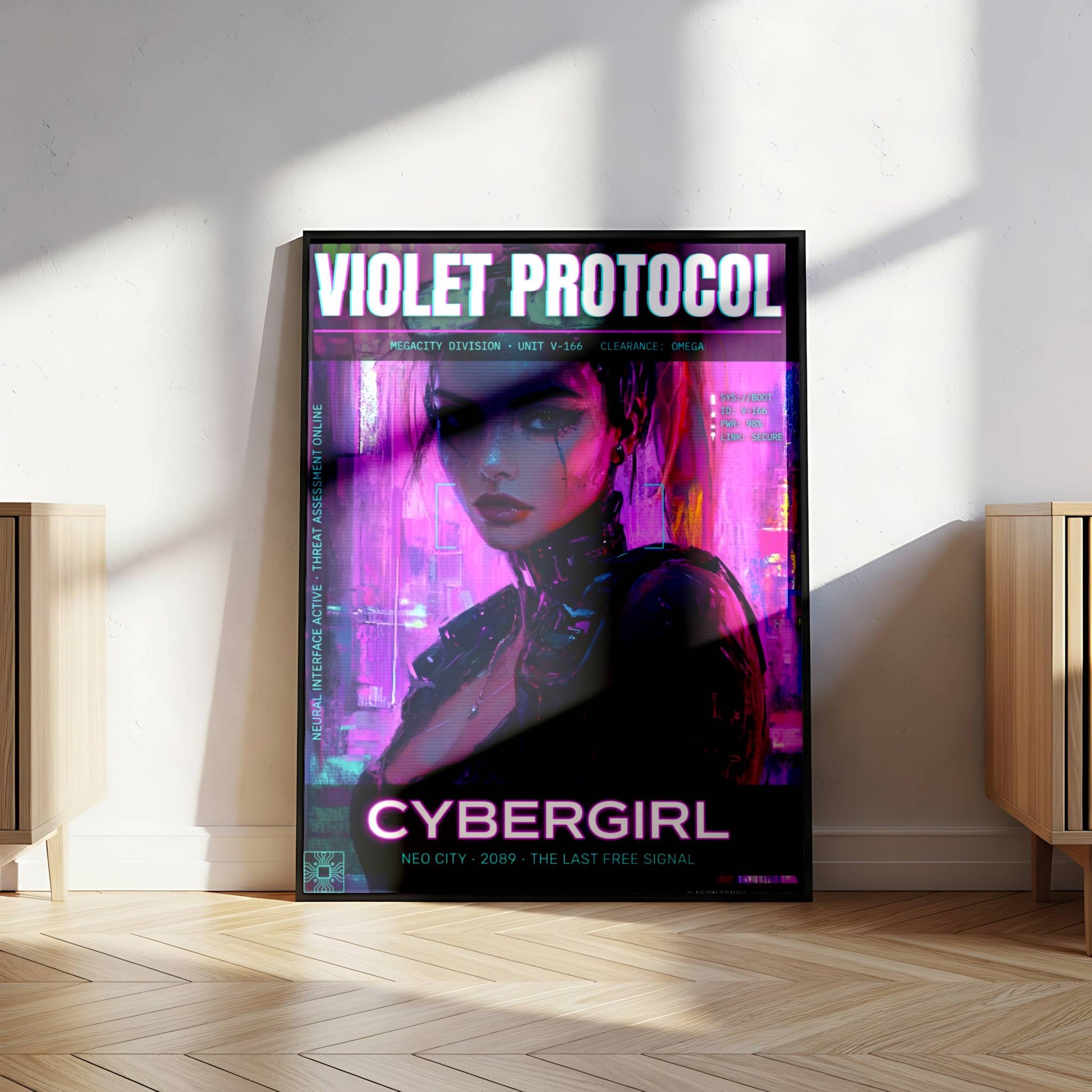 ☣️🧬 Série limitée Art Cyberpunk - Poster Cybergirl v-166 - Aura Studio Déco