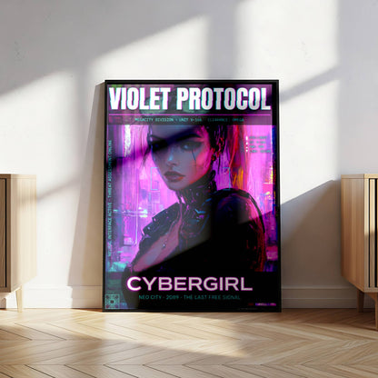 ☣️🧬 Série limitée Art Cyberpunk - Poster Cybergirl v-166 - Aura Studio Déco