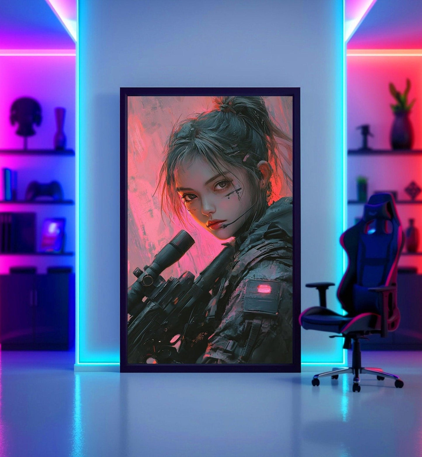 🧬Estampe d 'Art Affiche Cyber Girl Hors-série # 6 – Art Mural Cyberpunk - Aura Studio Déco
