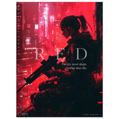 ☣️🧬 Série limitée Art Cyberpunk - Poster Cybergirl Red - Aura Studio Déco