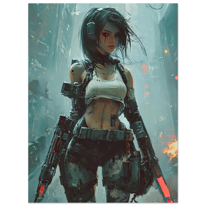 🌃Affiche Murale CYBERPUNK WAR GIRL ULTIMATE 6☢️ - Aura Studio Déco