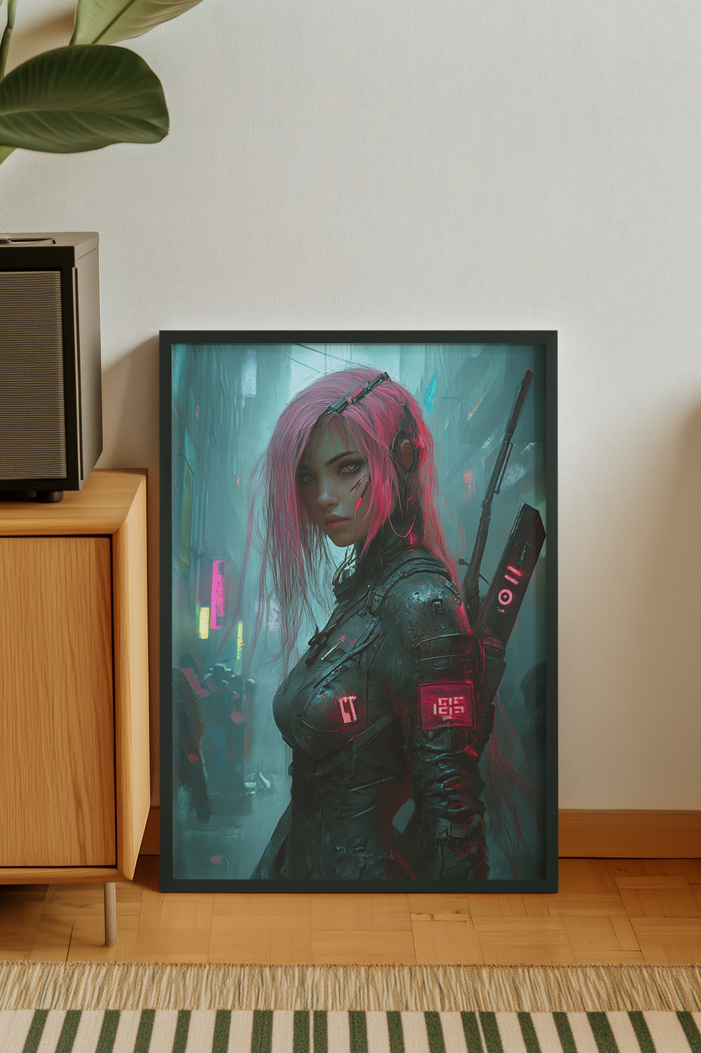 🧬Affiche Murale  CYBERPUNK WAR GIRL 15☢️ - Aura Studio Déco