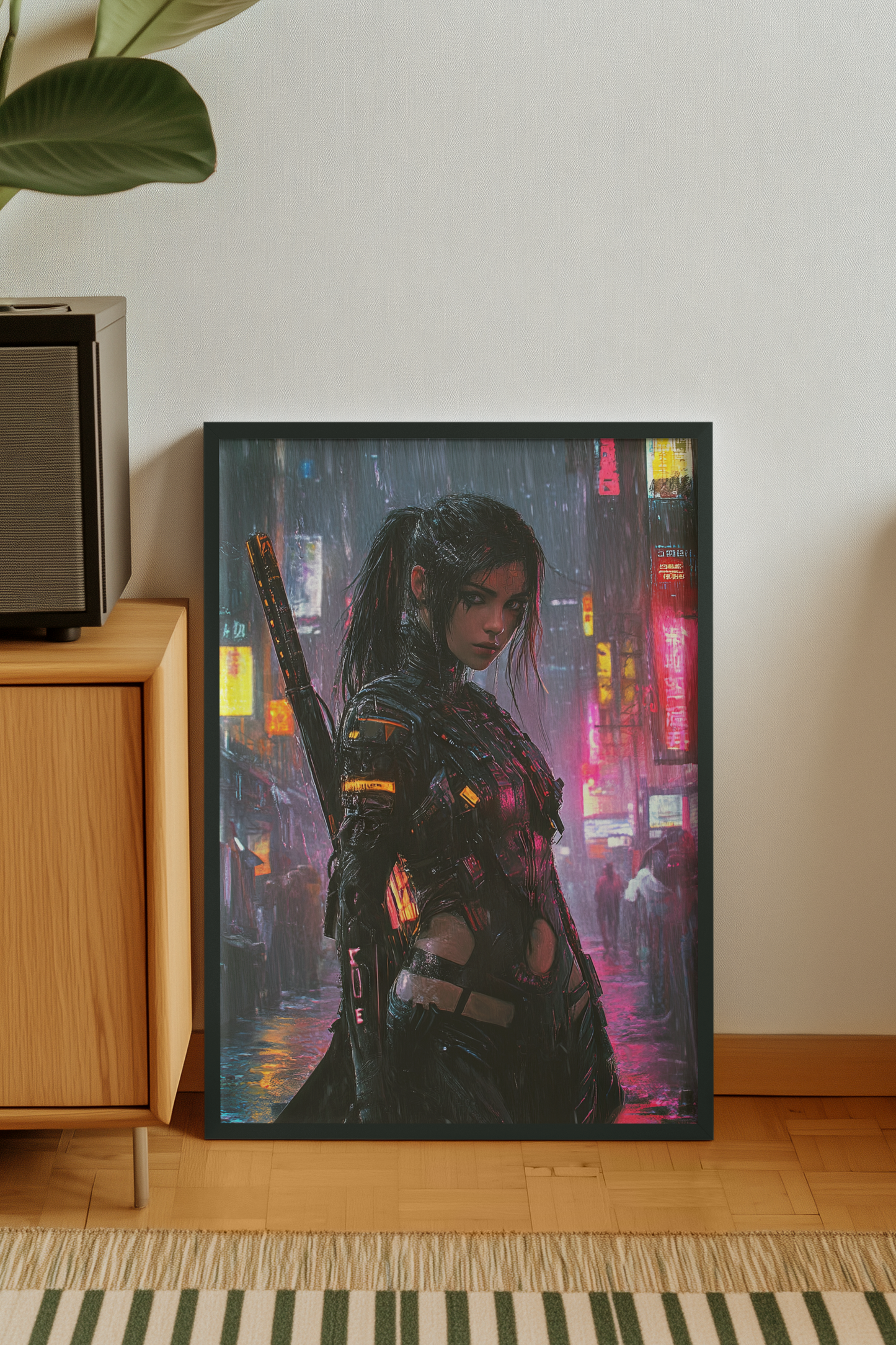 🧬Affiche Cyber Girl #38 – Art Mural Cyberpunk Futuriste - Aura Studio Déco