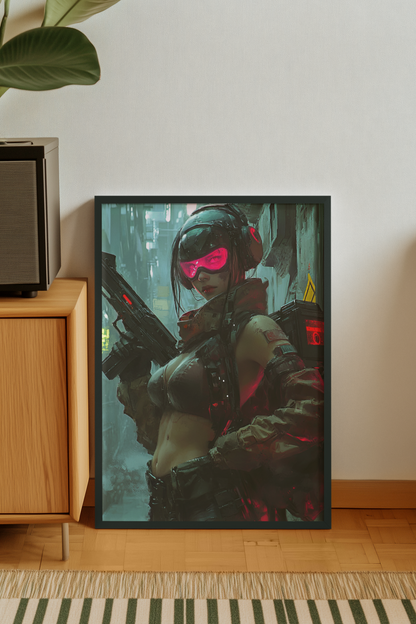 Affiche Murale  CYBERPUNK WAR GIRL ULTIMATE SERIE  9☢️ - Aura Studio Déco