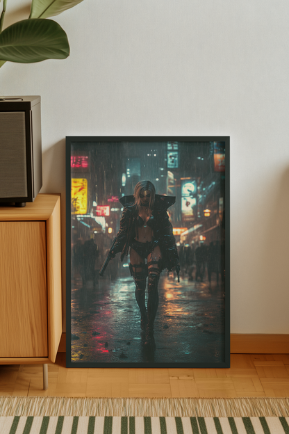 🌃Affiche Murale CYBERPUNK WAR GIRL 8☢️ - Aura Studio Déco