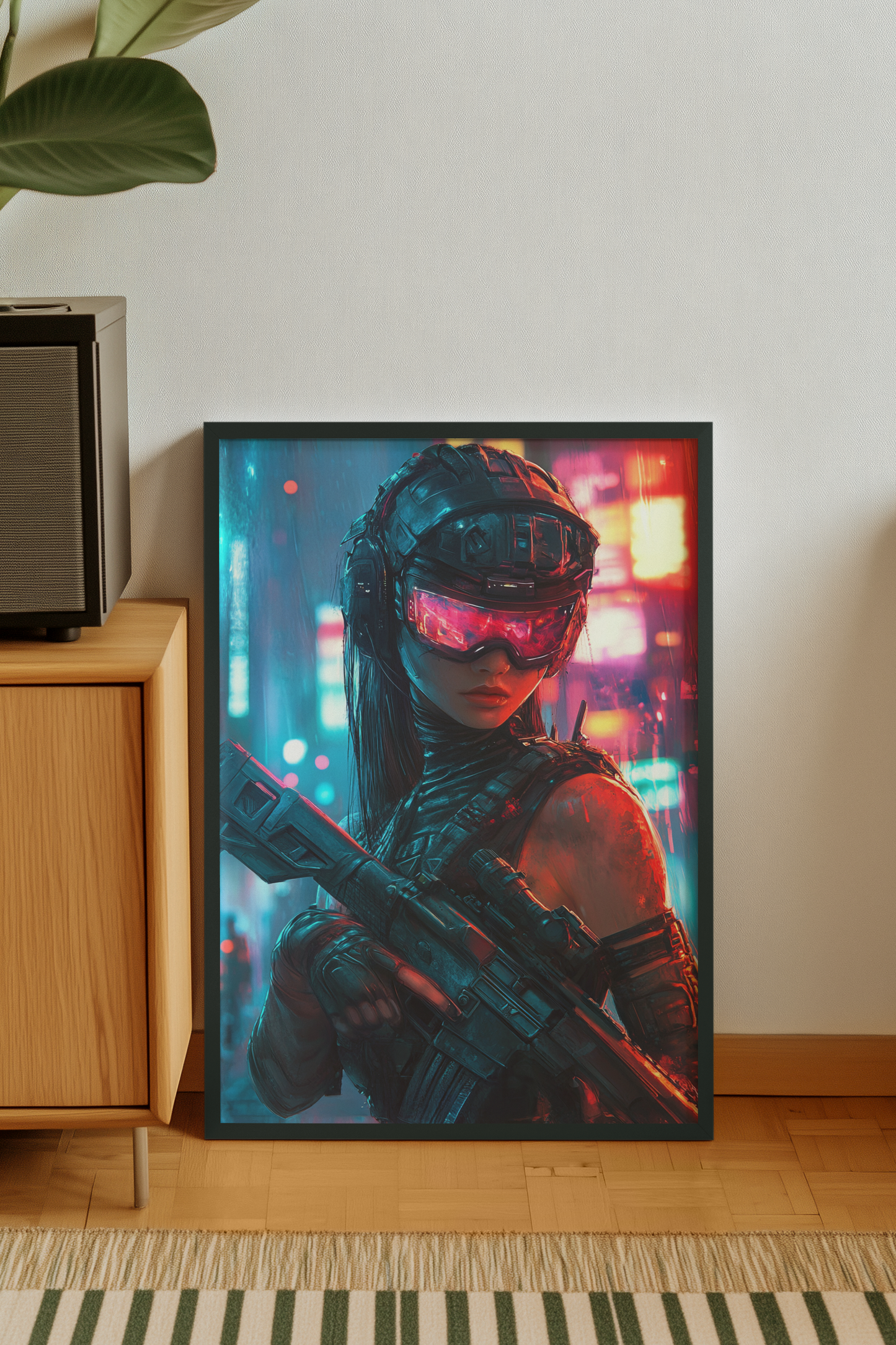🌐🧬Affiche Murale CYBERPUNK WAR GIRL ULTIMATE SERIE  3☢️ - Aura Studio Déco