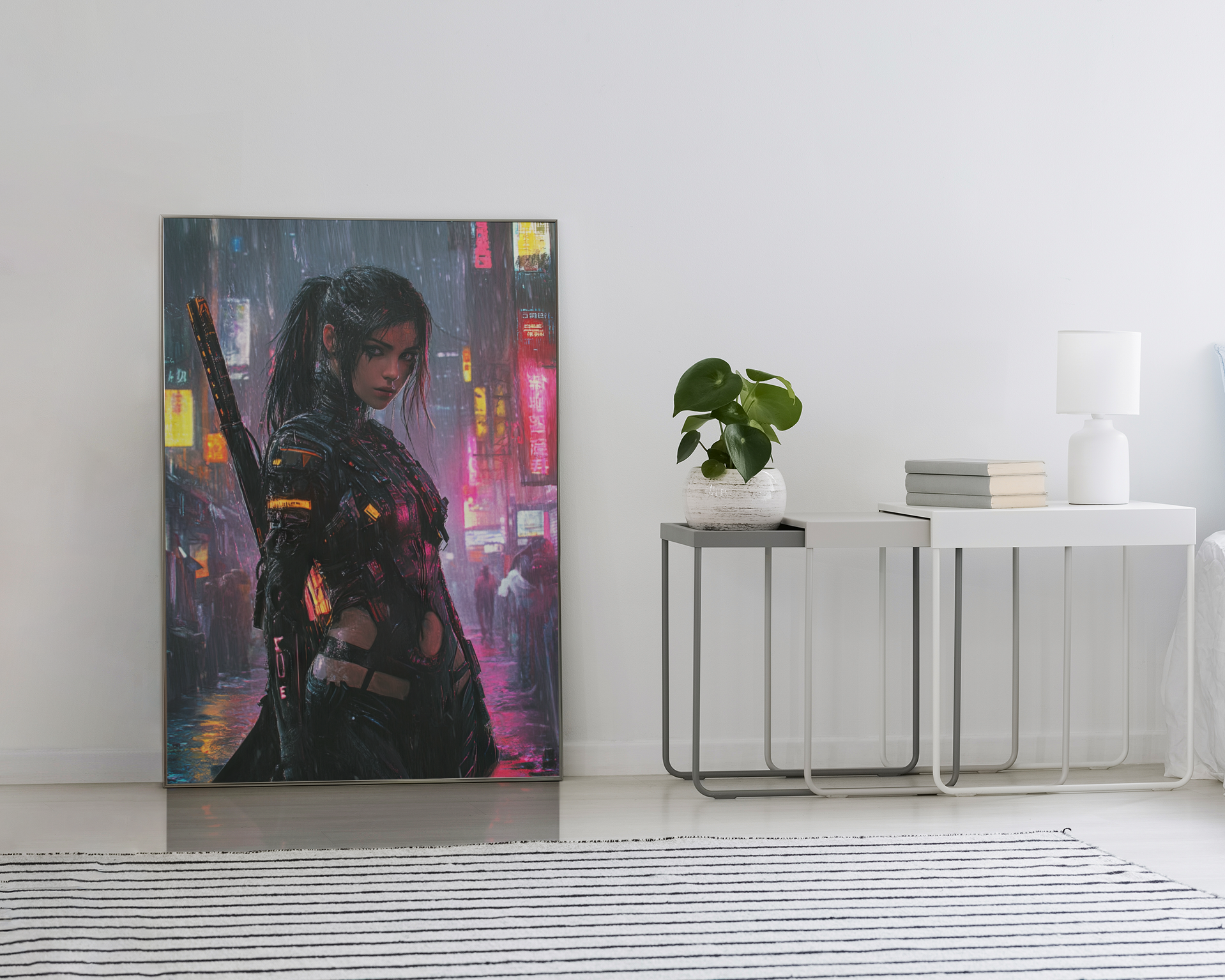 🧬Affiche Cyber Girl #38 – Art Mural Cyberpunk Futuriste - Aura Studio Déco