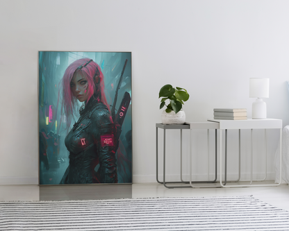 🧬Affiche Murale  CYBERPUNK WAR GIRL 15☢️ - Aura Studio Déco