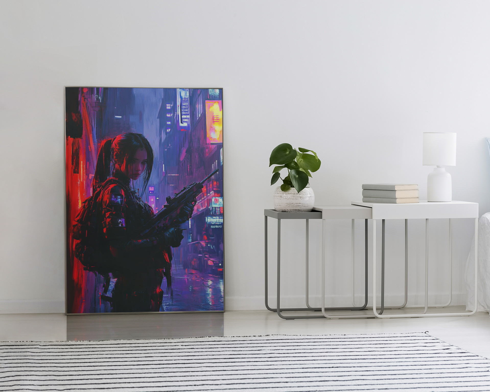 🌃🎮🌐🧬AFFICHE CYBERPUNK WAR GIRL ULTIMATE SERIE  13☢️ - Aura Studio Déco