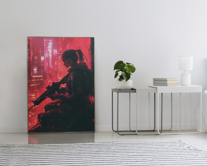 🌃Affiche Murale CYBERPUNK WAR GIRL ULTIMATE SERIE  2☢️ - Aura Studio Déco
