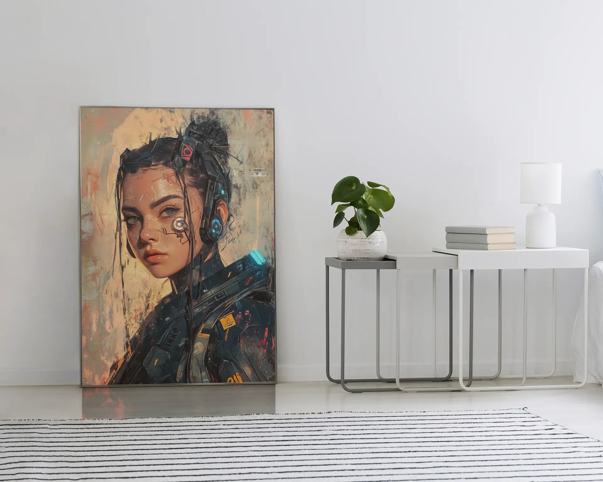 🌃 Affiche Cyber Girl #40 – Art Mural Cyberpunk Futuriste - Aura Studio Déco