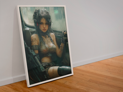 🎮🌐Affiche Cyber Girl #35 – Art Mural Cyberpunk Futuriste - Aura Studio Déco