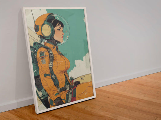 Titre : Mecha Rétro Futur Femmes - Série Starship #13✨ - Aura Studio Déco