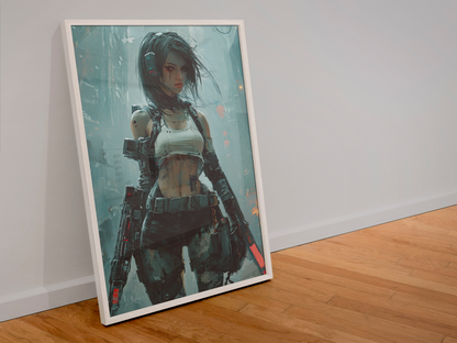 🌃Affiche Murale CYBERPUNK WAR GIRL ULTIMATE 6☢️ - Aura Studio Déco
