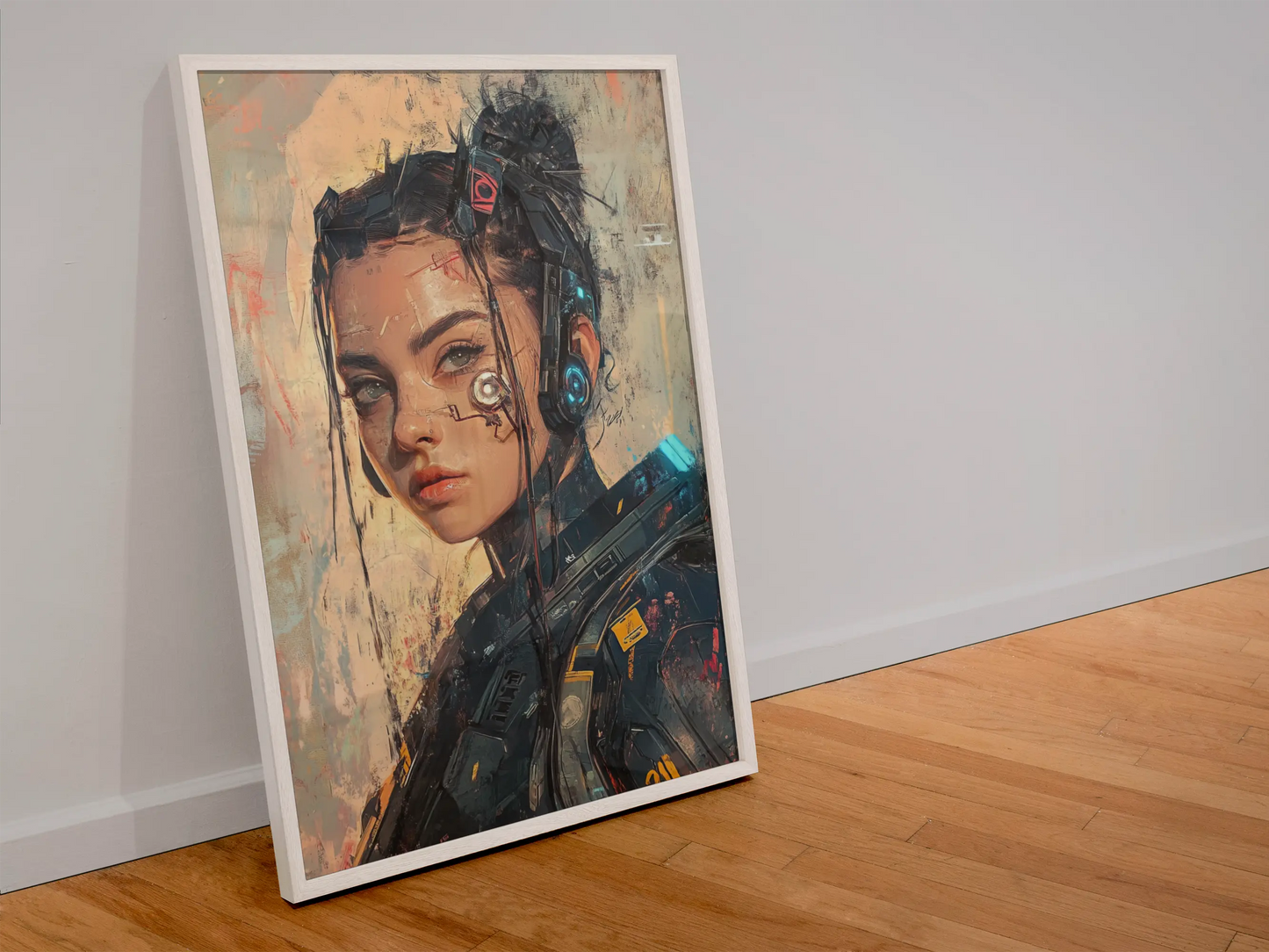 🌃 Affiche Cyber Girl #40 – Art Mural Cyberpunk Futuriste - Aura Studio Déco