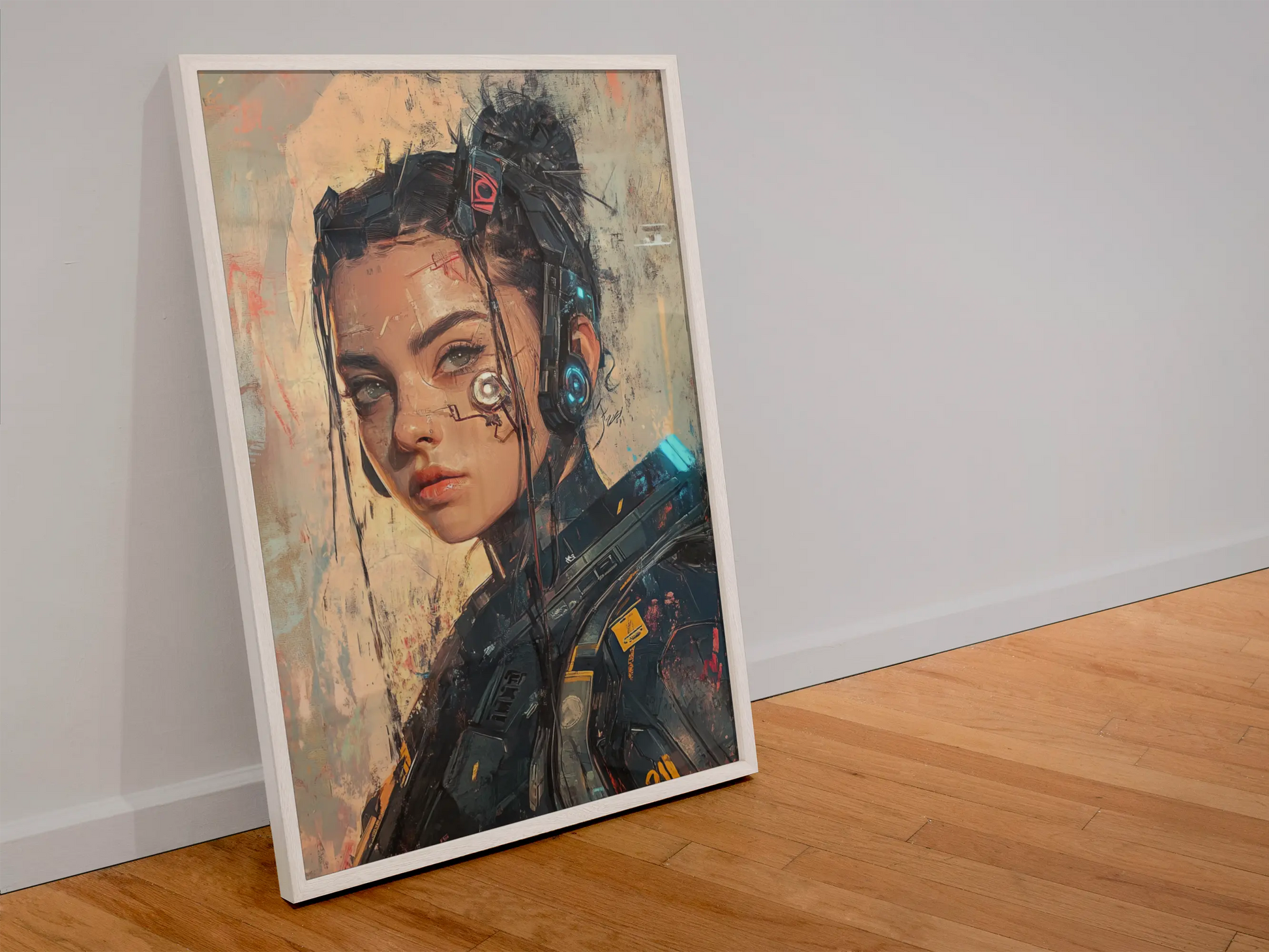 🌃 Affiche Cyber Girl #40 – Art Mural Cyberpunk Futuriste - Aura Studio Déco