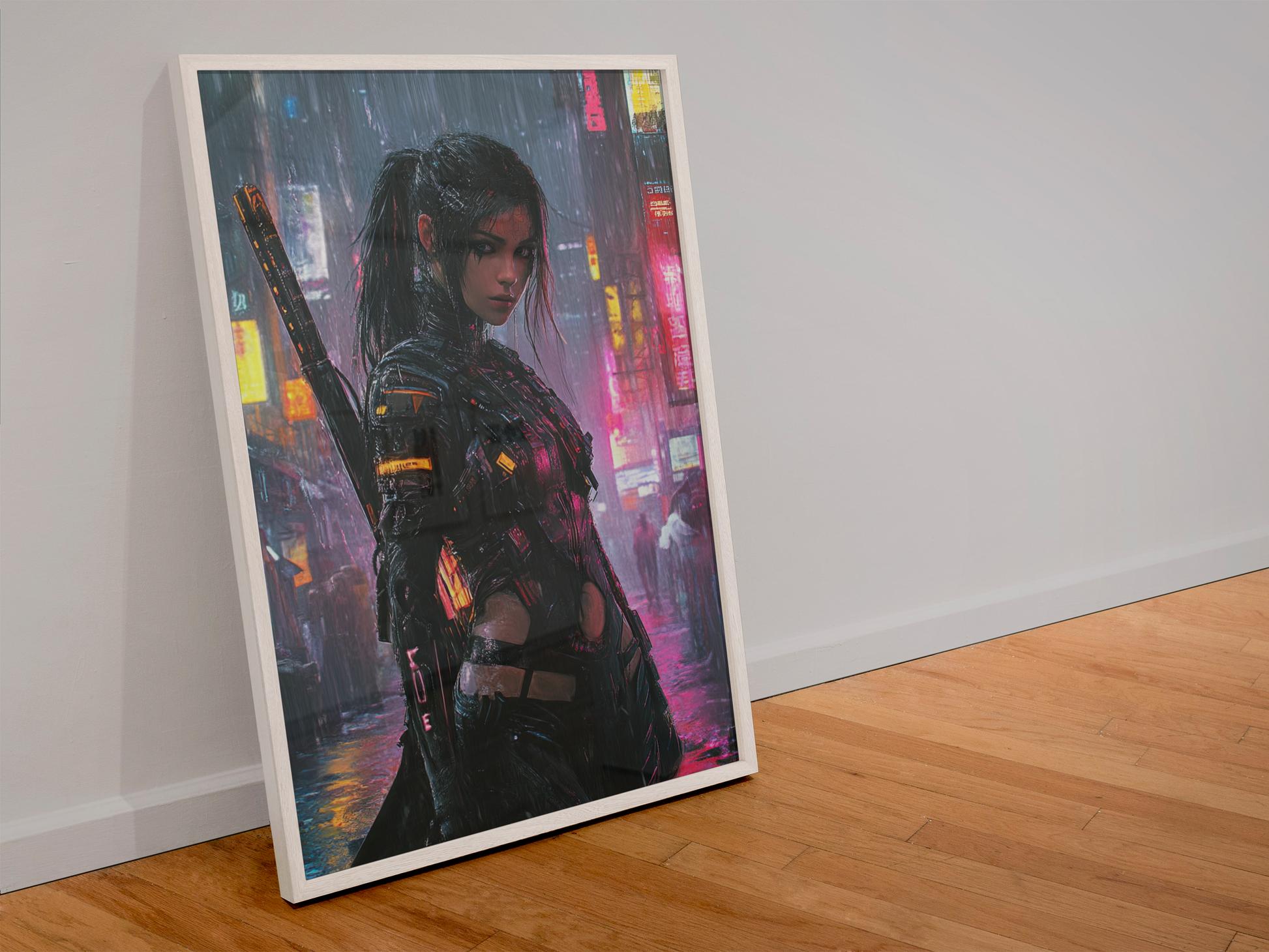 🧬Affiche Cyber Girl #38 – Art Mural Cyberpunk Futuriste - Aura Studio Déco