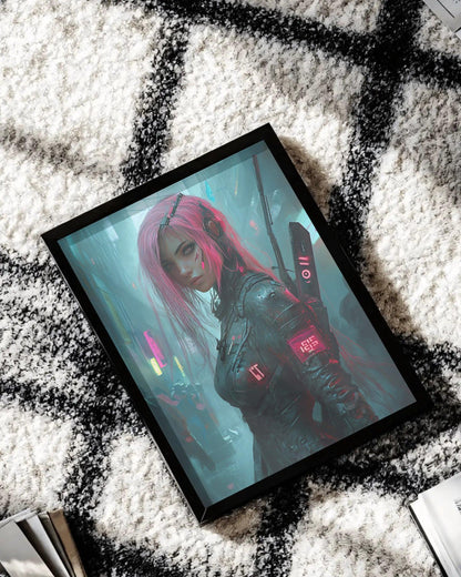 🧬Affiche Murale  CYBERPUNK WAR GIRL 15☢️ - Aura Studio Déco