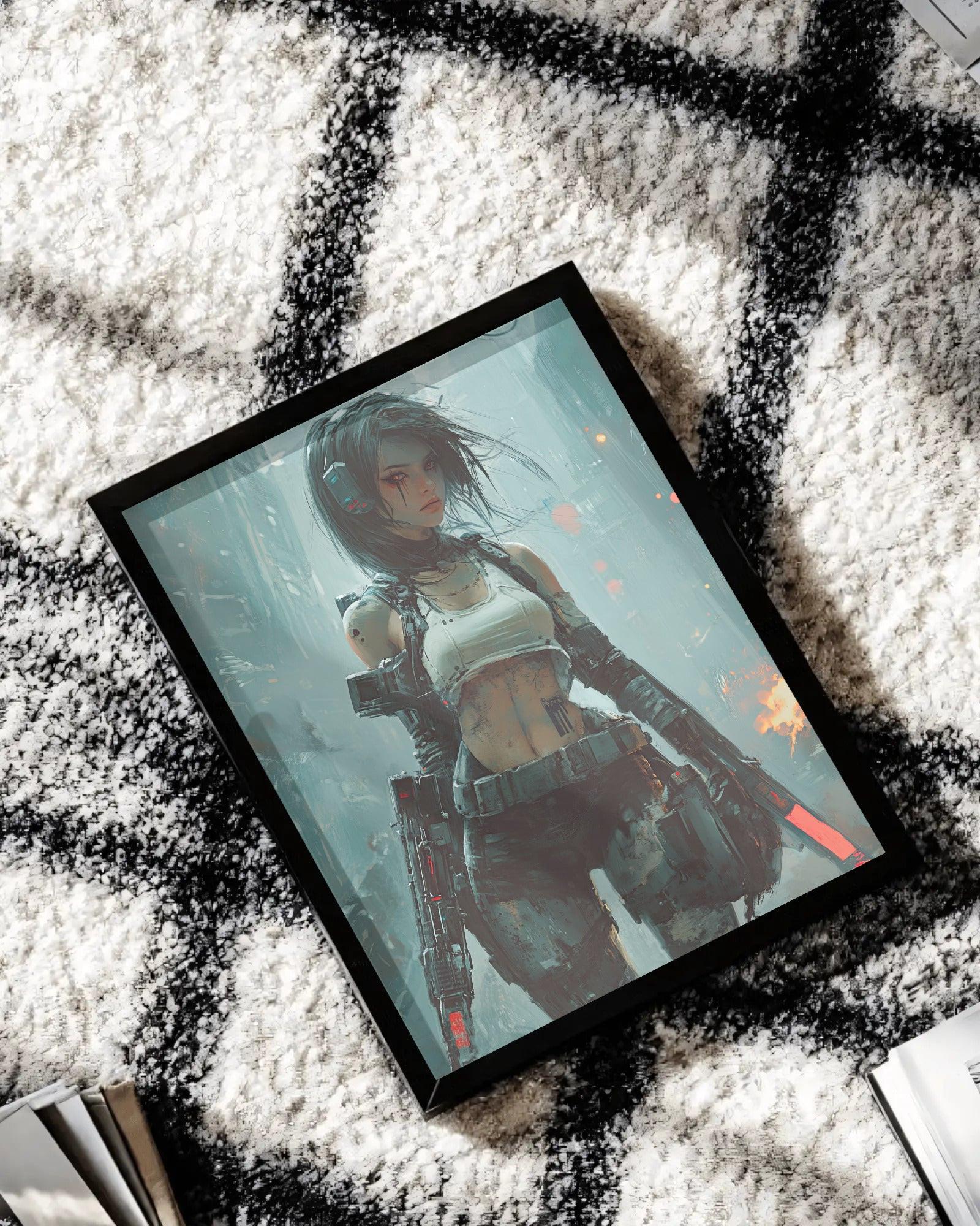 🌃Affiche Murale CYBERPUNK WAR GIRL ULTIMATE 6☢️ - Aura Studio Déco