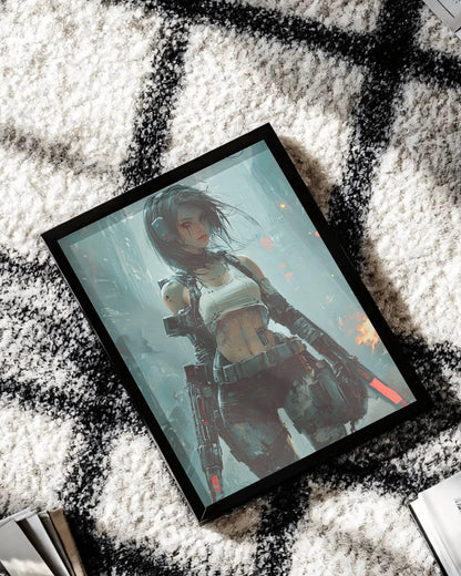 🌃Affiche Murale CYBERPUNK WAR GIRL ULTIMATE 6☢️ - Aura Studio Déco