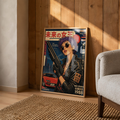 Affiche Cyberpunk Woman | Neo Osaka 1988 & JDM