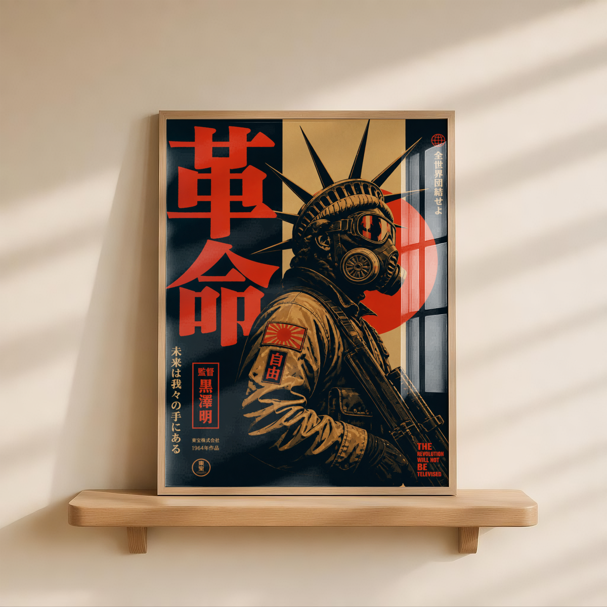 Cyberpunk Gas Mask Poster, Neo Tokyo Wall Art, Dystopian Futuristic Print, Retro Japanese Propaganda Decor