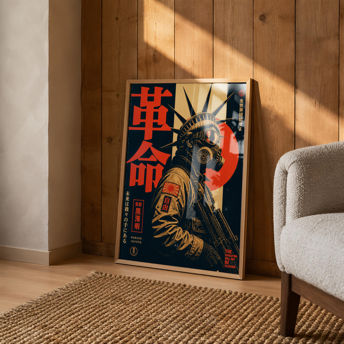 Cyberpunk Gas Mask Poster, Neo Tokyo Wall Art, Dystopian Futuristic Print, Retro Japanese Propaganda Decor