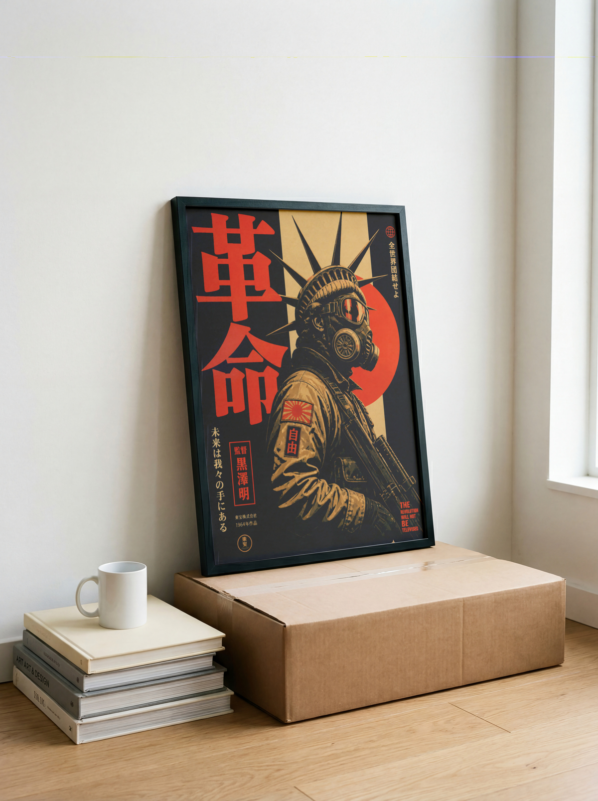 Cyberpunk Gas Mask Poster, Neo Tokyo Wall Art, Dystopian Futuristic Print, Retro Japanese Propaganda Decor