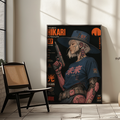 Affiche Cyberpunk Witch Girl | Hikari 07 & Futur Japonais